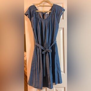 LC Lauren Conrad Soft Denim Cap Sleeve Dress with Bows